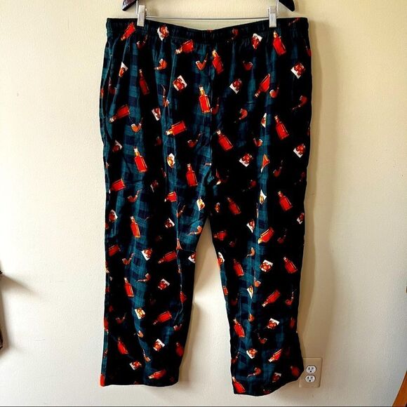 MENS XXL PAJAMA BOTTOMS SLEEP PANT LOUNGERS FLANNEL PIPE and WHISKEY THEME - Picture 2 of 6